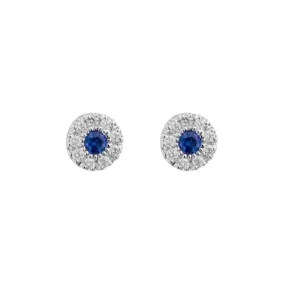 14k Sapphire & Diamond Stud Earrings