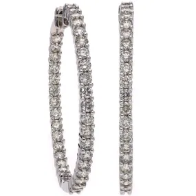 14K White Gold and Diamond Inside/Outside Hoop Earrings