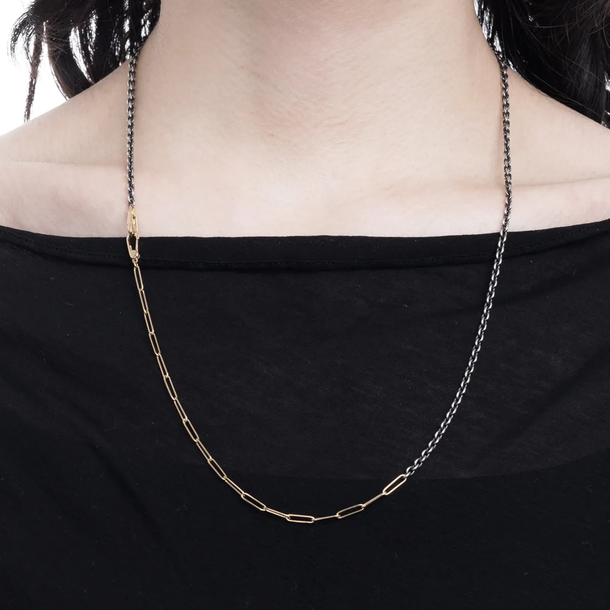 18k Oxidized Silver Chain Necklace