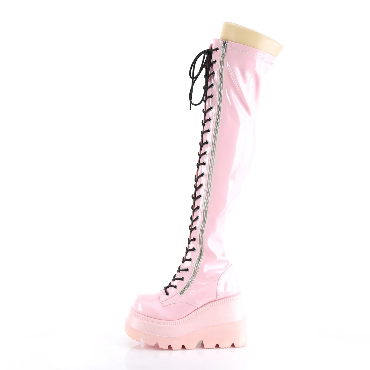 4 Inch Wedge Platform SHAKER-374 Baby Pink Holo