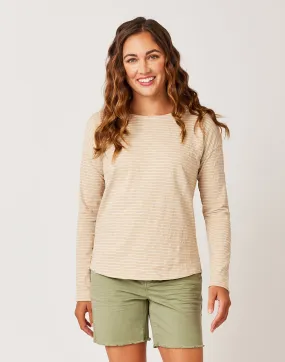 Alexis Top: Lt. Khaki Stripe - FINAL SALE