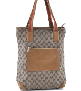 Auth GUCCI Sherry Line Tote Shoulder Bag GG Canvas Leather 0190401 Brown H7848