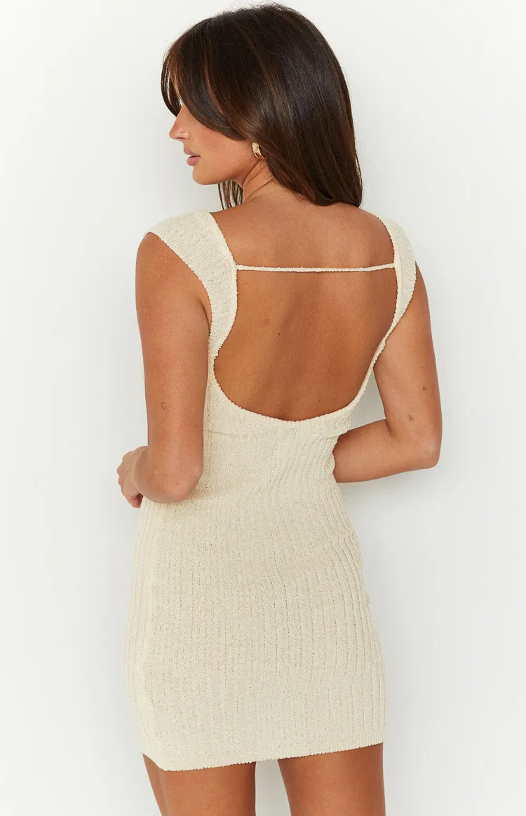 Aveline Beige Knit Mini Dress