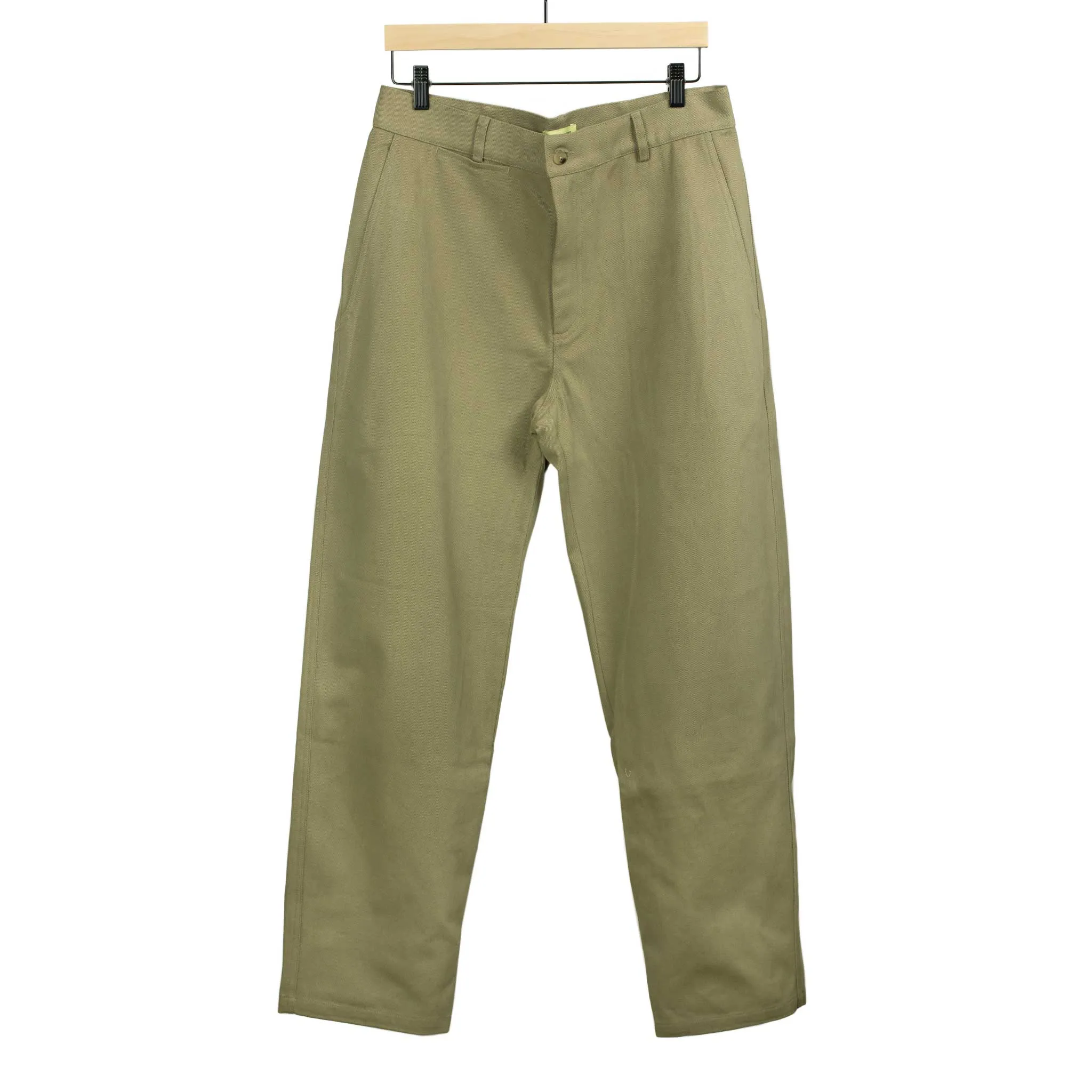 Balloon trousers in khaki heavyweight cotton twill