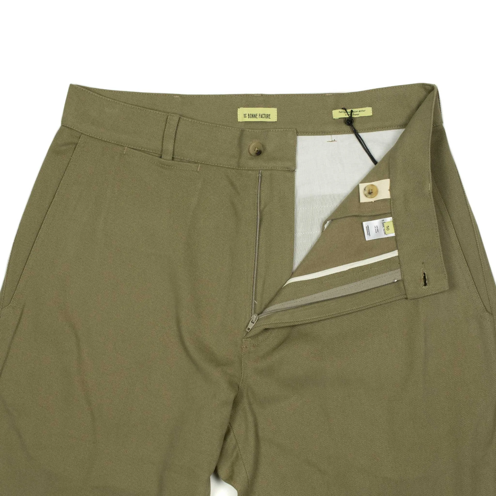 Balloon trousers in khaki heavyweight cotton twill