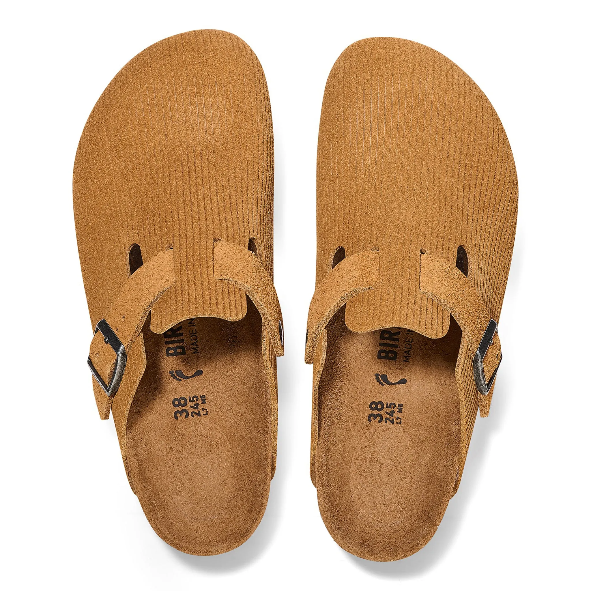 BIRKENSTOCK Boston Suede Embossed Clogs - Corduroy Cork Brown