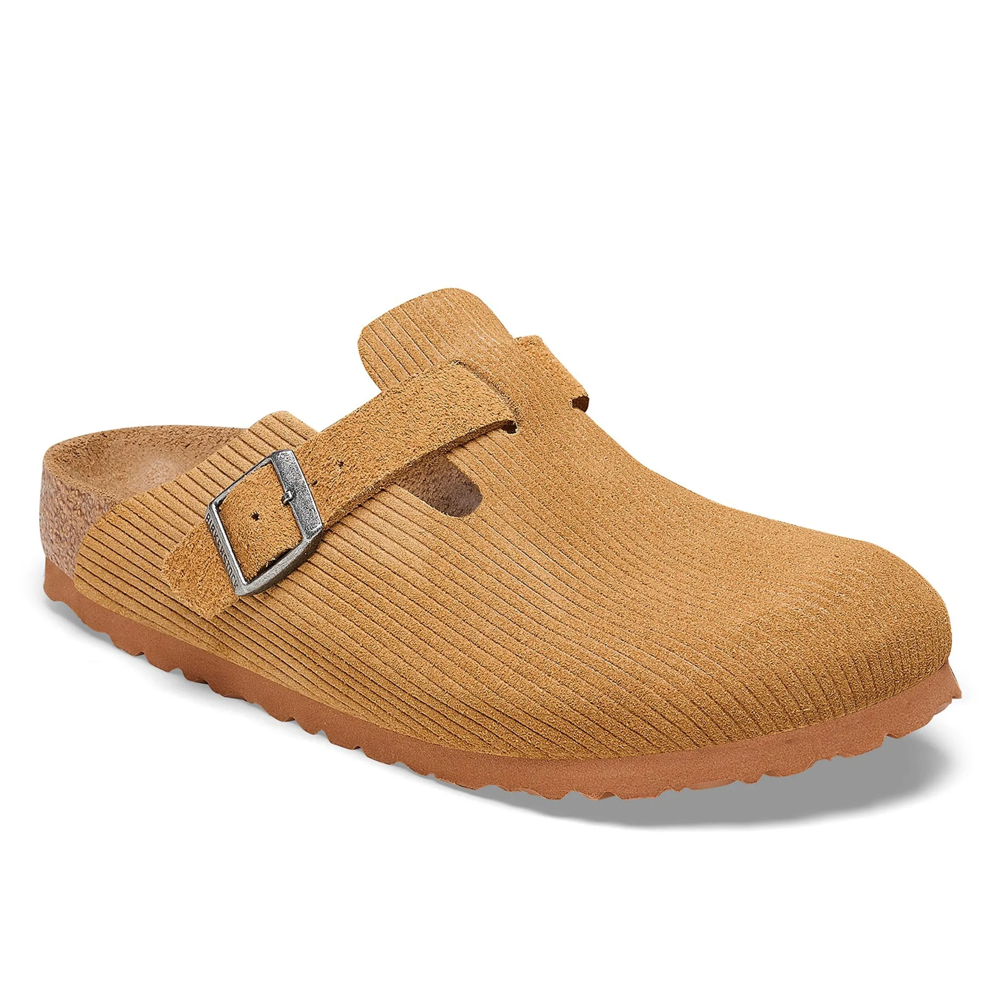 BIRKENSTOCK Boston Suede Embossed Clogs - Corduroy Cork Brown