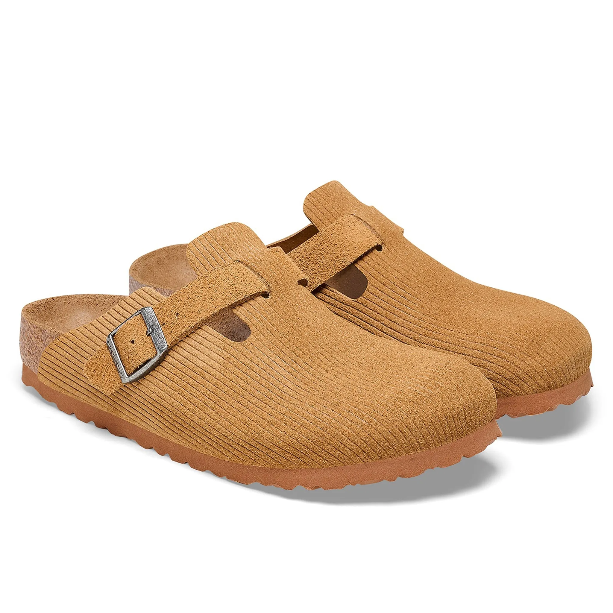 BIRKENSTOCK Boston Suede Embossed Clogs - Corduroy Cork Brown