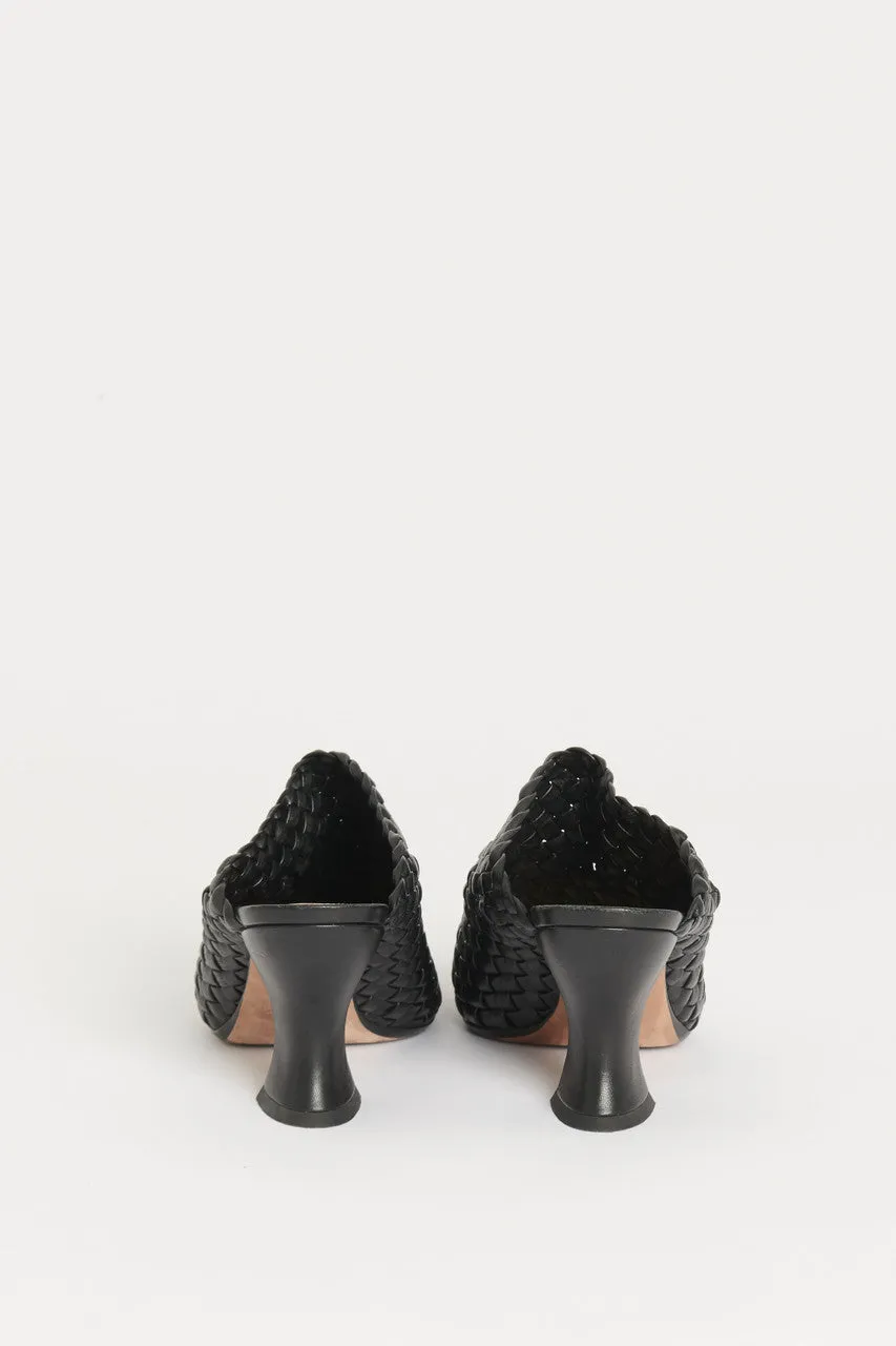 Black Intrecciato Preowned Mules