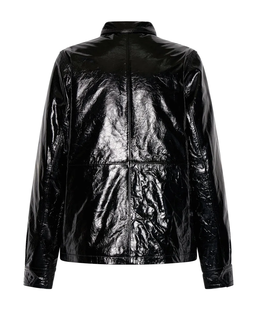 BLACK OUT PATENT LEATHER JACKET