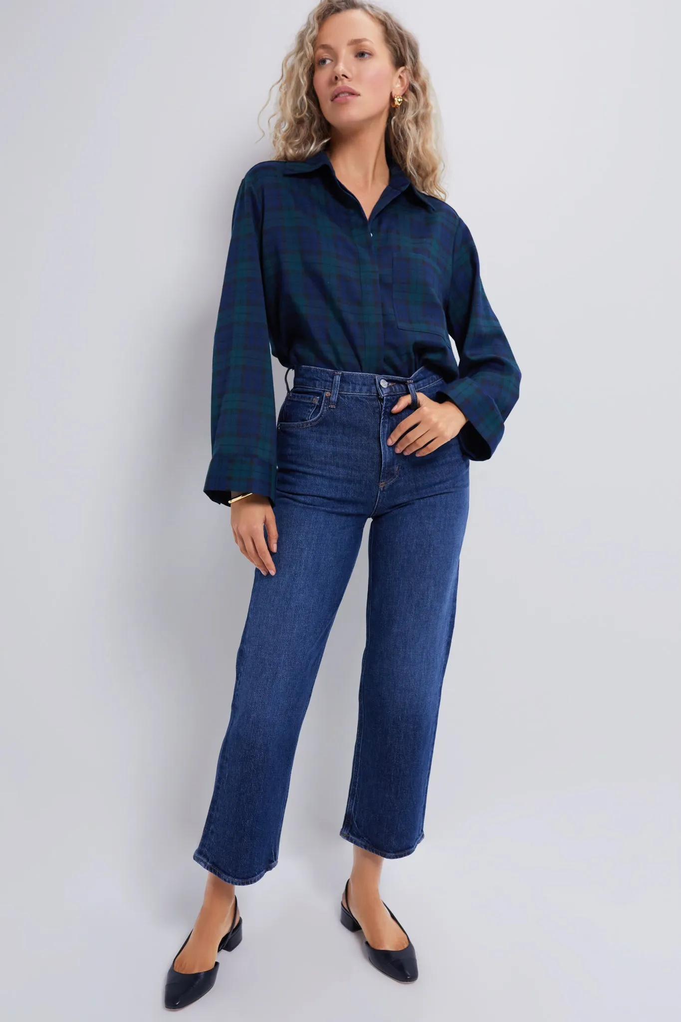 Blackwatch Mara Cropped Button Down