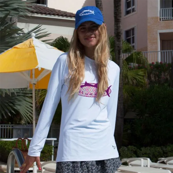 Bluefin USA Deco Logo White Long Sleeve Solar Top - Women