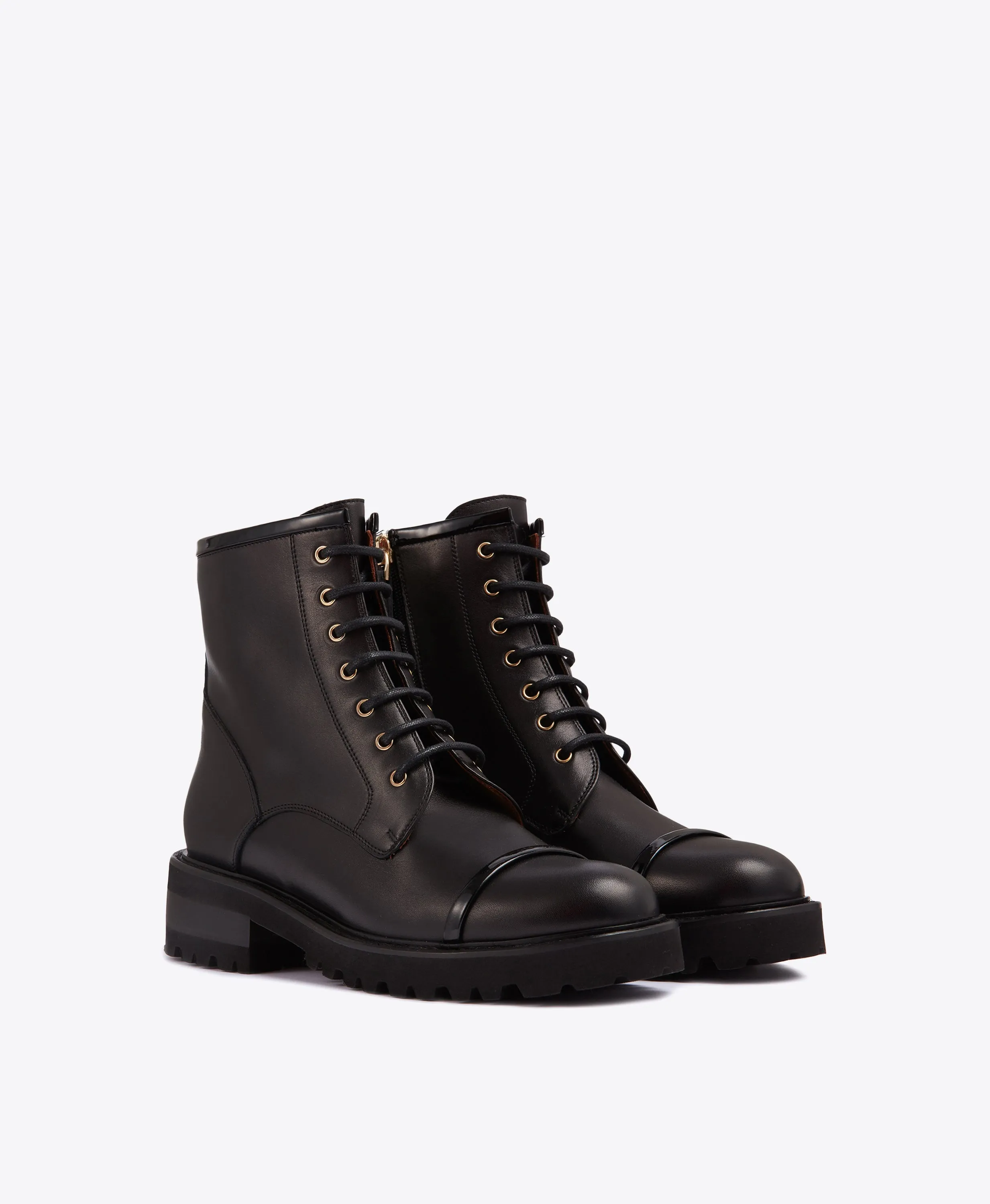 Bryce Black Leather Combat boots