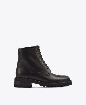 Bryce Black Leather Combat boots