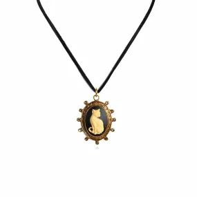 Cat Cameo Charm Necklace