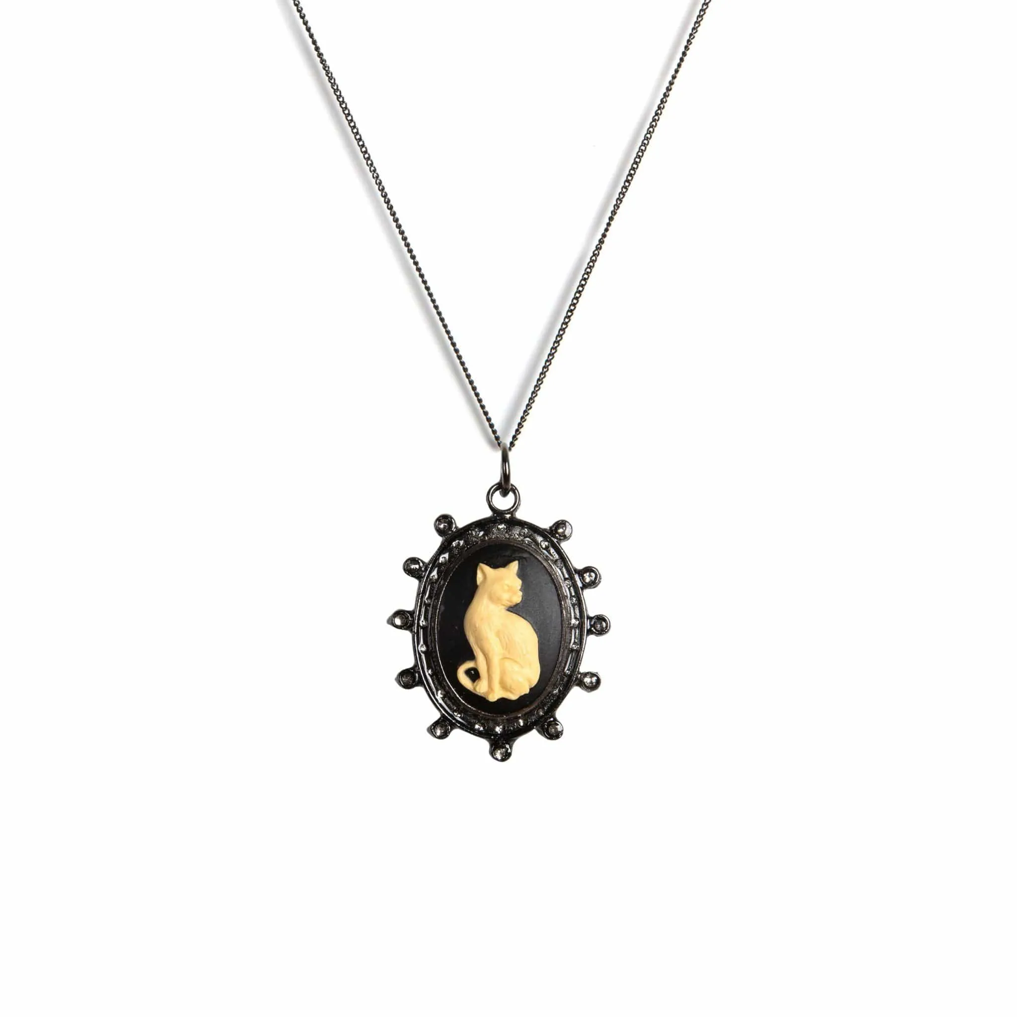 Cat Cameo Charm Necklace