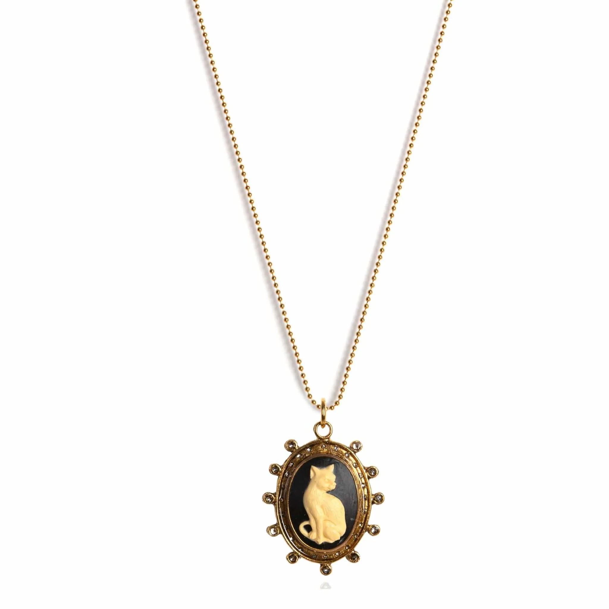 Cat Cameo Charm Necklace