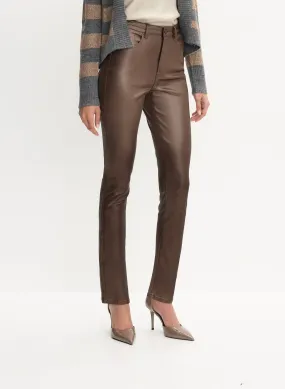 Coated Metallic Slim-Leg Jeans