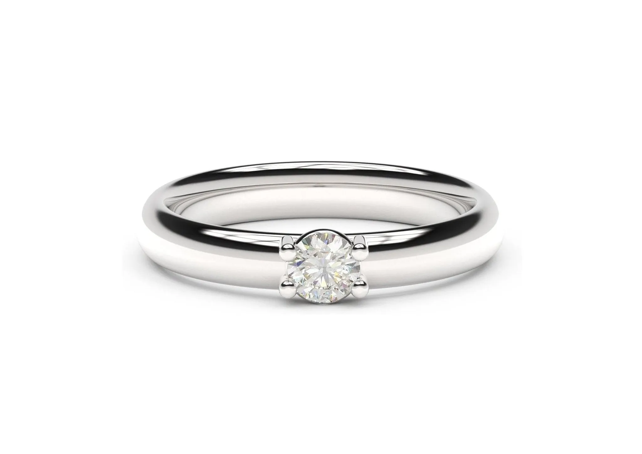 Contemporary Engagement Ring - Slim, White Gold & Platinum