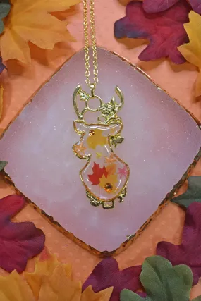 Deer Autumn Leaf Pendant