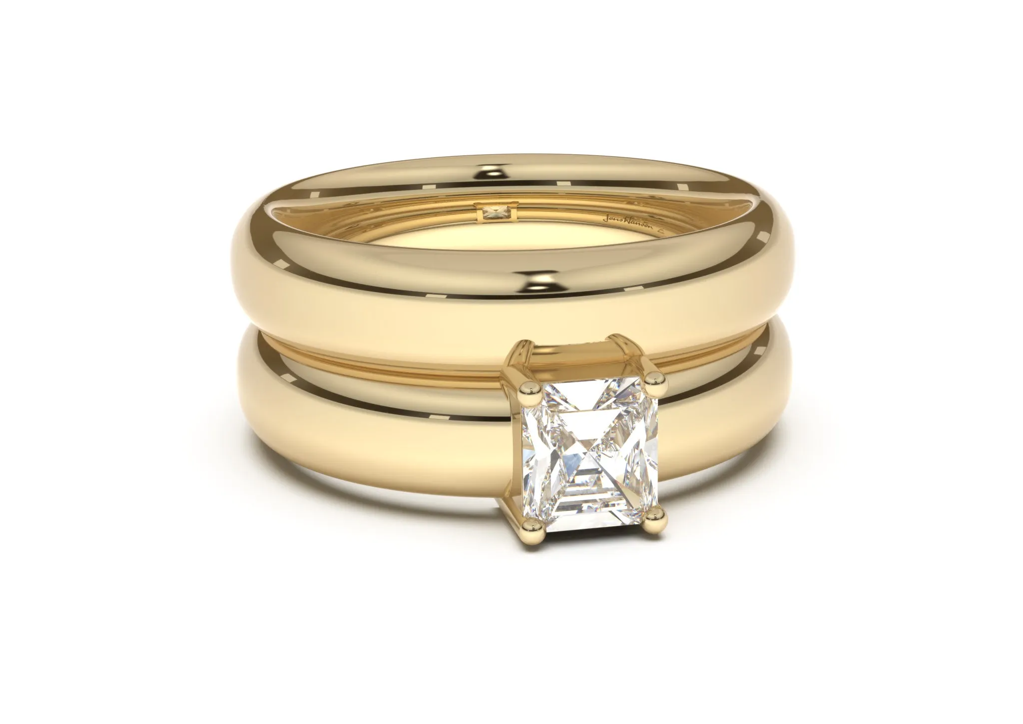 Emerald Cut Classic Engagement Ring, Yellow Gold