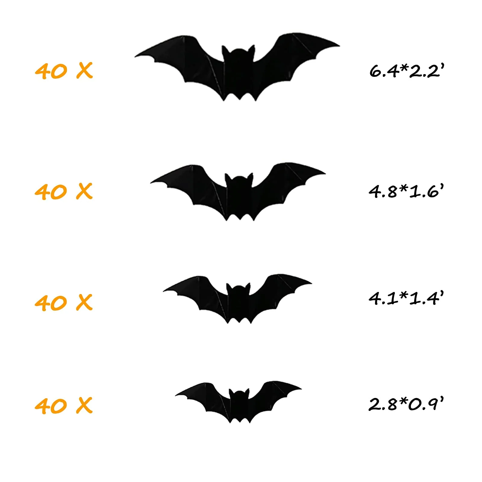 GARVEE Halloween Bat Stickers, Safe PVC Material, Set of 10 Bags (160 Pieces) 3D Bat Halloween Decoration Stickers for Halloween Decoration, Gaming and Entertainment, Children's Rewards