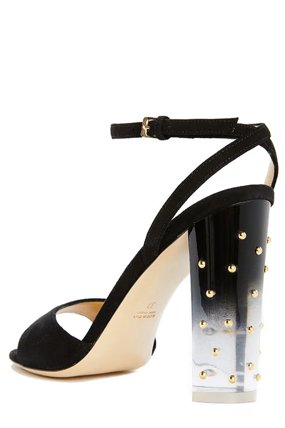 Harper Suede Studded Lucite Heel