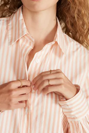 Henri Button Down Shirt - Apricot and Ivory Stripe