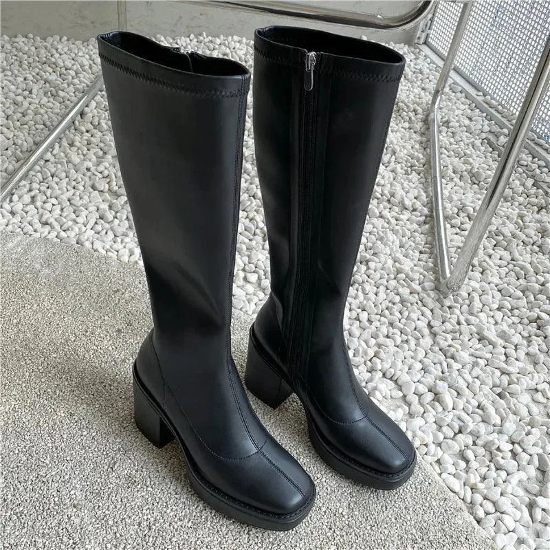 High Heels Women's Casual Shoes WCSFOS45 Stretch Knee-High Boots