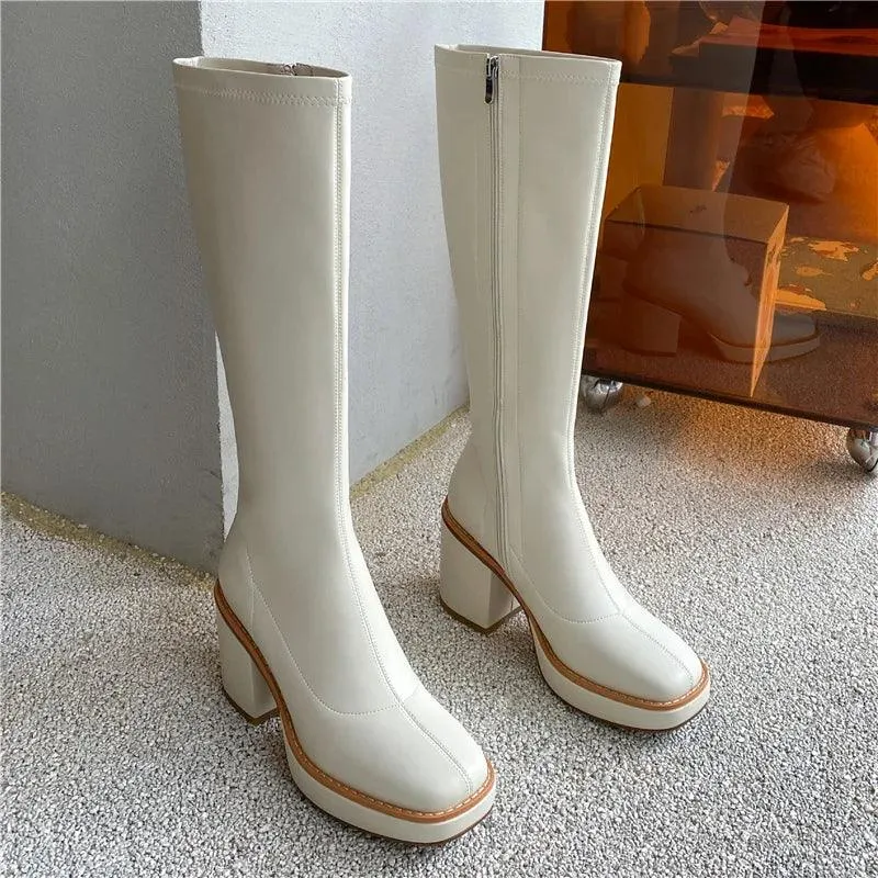 High Heels Women's Casual Shoes WCSFOS45 Stretch Knee-High Boots