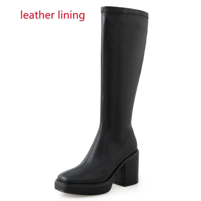 High Heels Women's Casual Shoes WCSFOS45 Stretch Knee-High Boots