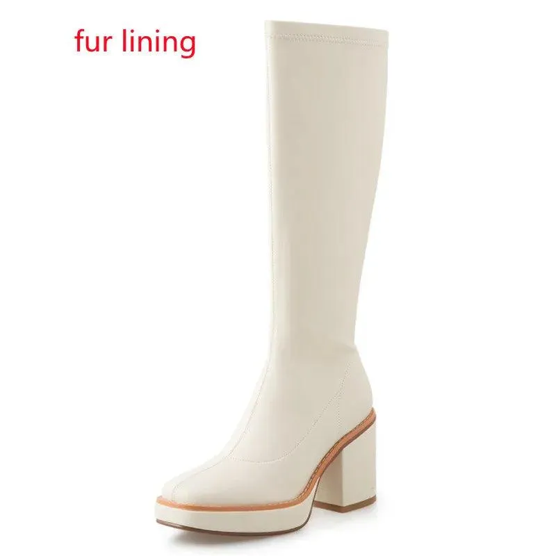 High Heels Women's Casual Shoes WCSFOS45 Stretch Knee-High Boots