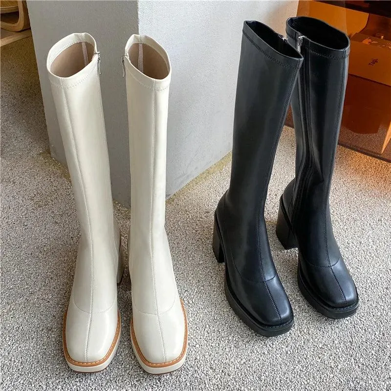 High Heels Women's Casual Shoes WCSFOS45 Stretch Knee-High Boots