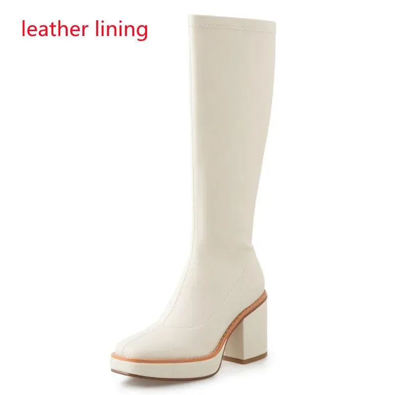 High Heels Women's Casual Shoes WCSFOS45 Stretch Knee-High Boots