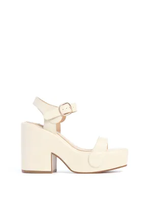 Iris Platform Sandal in Cream Leather