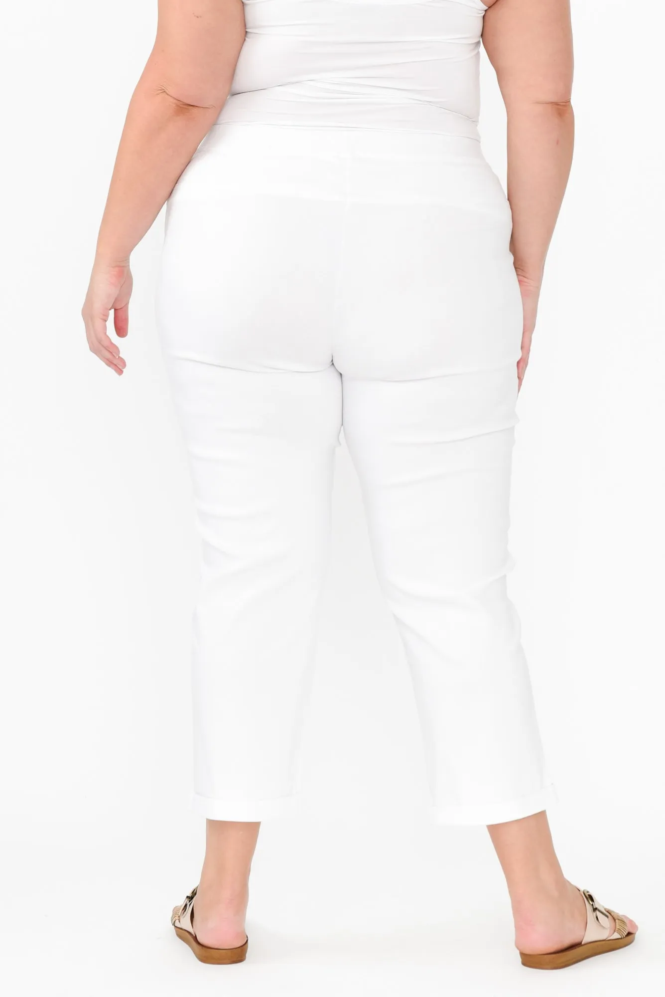 Jensen White Cotton Stretch Pants