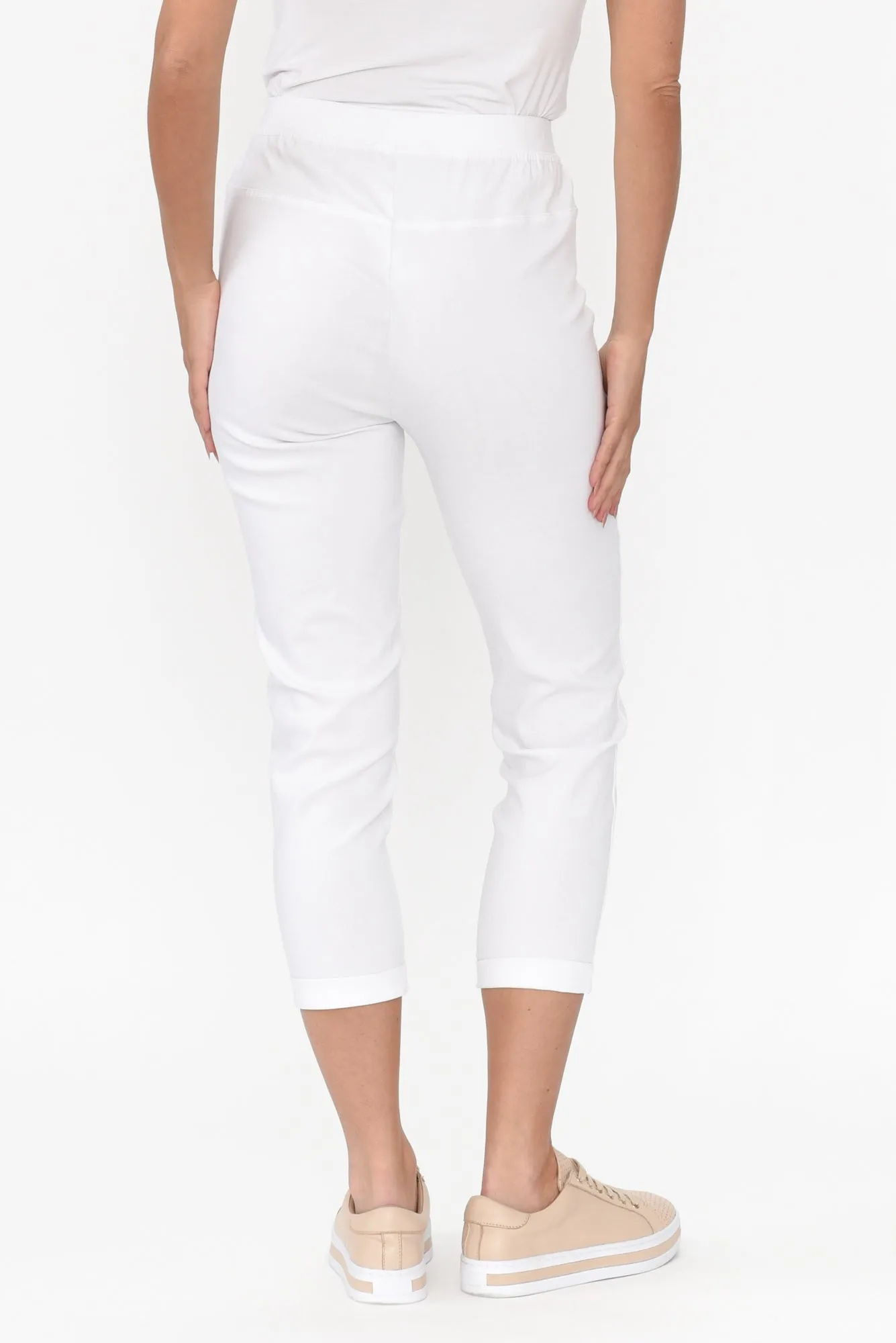 Jensen White Cotton Stretch Pants