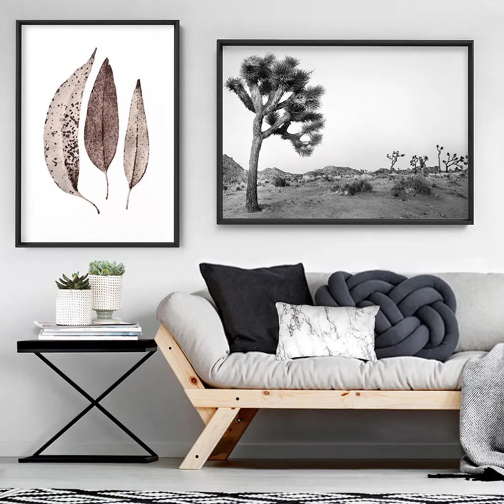 Joshua Tree Desert Landscape Black and White - Art Print