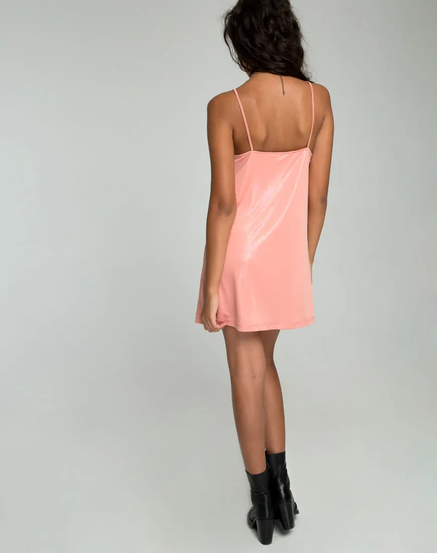 Lustre Slip Dress in Peach Blush Pearlescent Shimmer