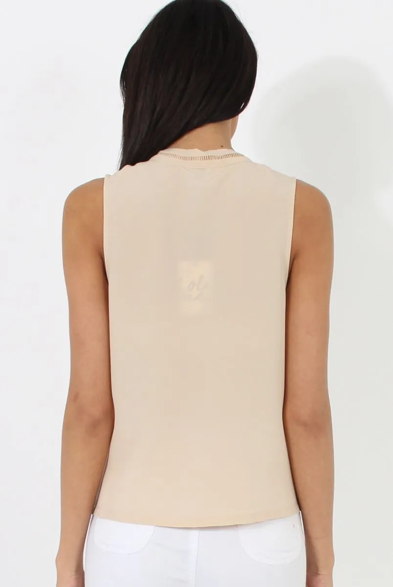 Nude V Front Tie Neck Top - Kennedy