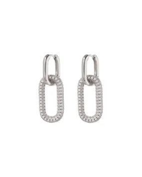 Pave Simone Loop Hoops- Silver