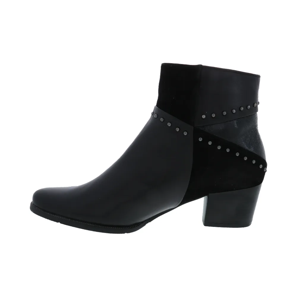 Regarde Le Ciel Women's Isabel-119 Block Heel Ankle Boot Black