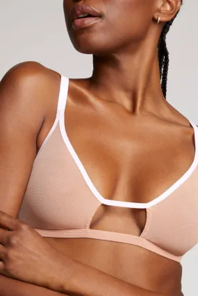 Sieve Cutout Bra in Buff   White