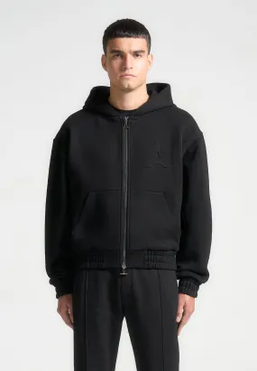 Éternel 420GSM Eiffel Embossed Zip Hoodie - Black