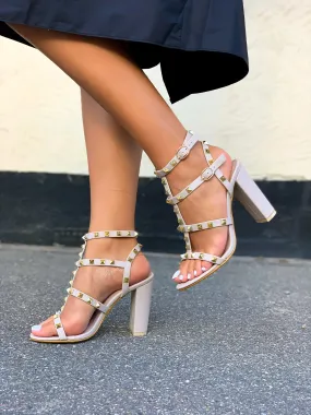 Venice Gold Studded Heels / Nude