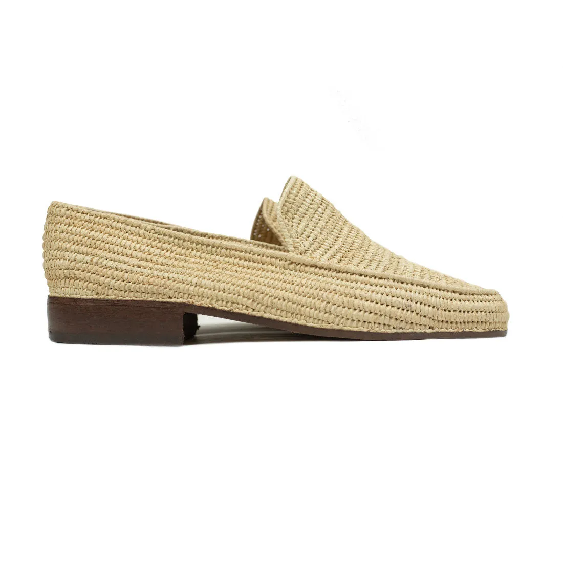 x El Karti: handmade Moroccan raffia moccasin loafers, natural