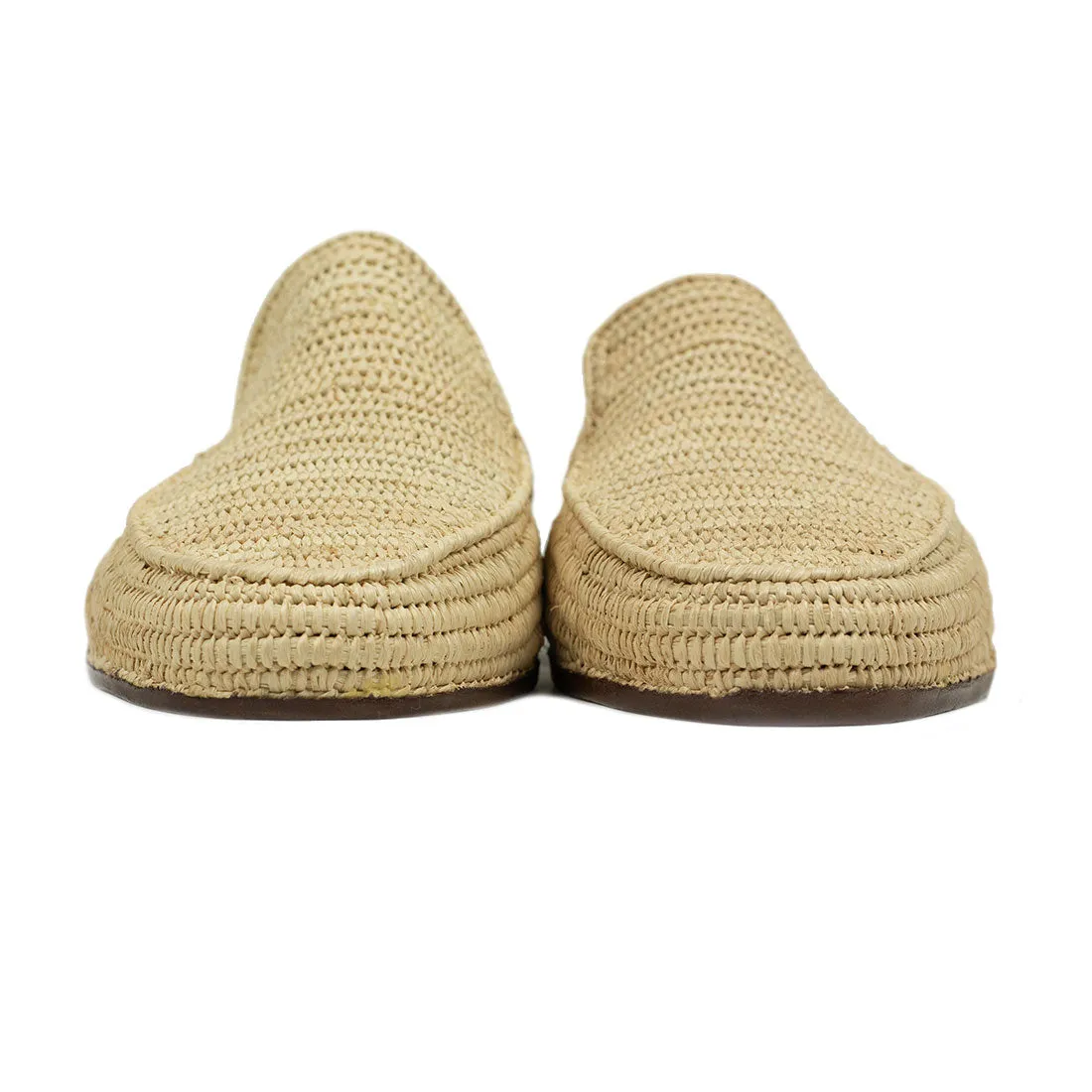 x El Karti: handmade Moroccan raffia moccasin loafers, natural