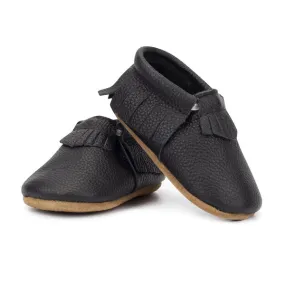 Zutano Black Leather Fringe Moccasins